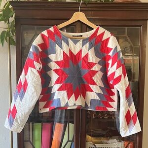 Psychic Outlaw Colorful Star Patterned Quilted Crop Top Size Small/Medium